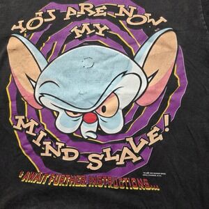 Vintage 1995 Pinky and The Brain Mind Slave T Shirt Changes Mens L Black‎ USA